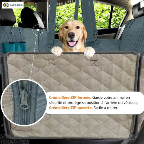 Funda impermeable para perros en el asiento trasero